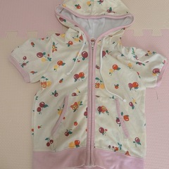 女の子　フード付き半袖パーカー【110】