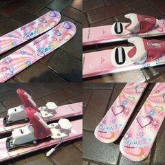KAZAMA 126cm ジュニアスキー SPAX-J ROCKER 子供用 カービングスキー ピンク系 ビンディング付き板 ポールセット カザマ 札幌市 新道東店の画像