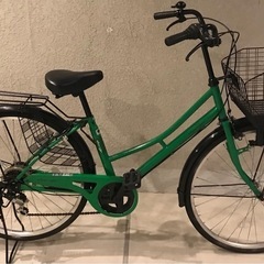 ★自転車★26インチ★シマノ6段変速付き★状態良好★グリーンカラ...