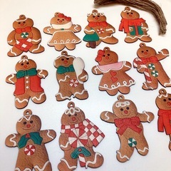 【新品】クリスマス　ジンジャーマンクッキー　木製オーナメント　12個の画像