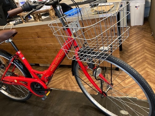【前後タイヤ・チューブ新品！】6段変速　26インチ折りたたみ自転車　レッド