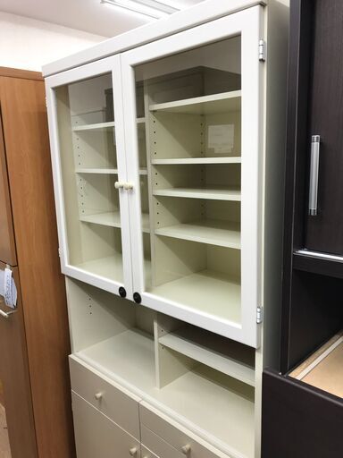 ★ジモティ割あり★食器棚　 ホワイト 　H180×W87×D36　 クリーニング済み KJ6998
