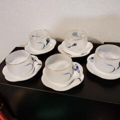 【美品】冷茶グラス＆皿の5客セット