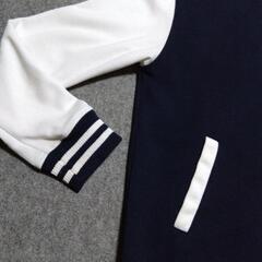 【ANAP】フード付きスタジャン  紺×白  メンズＭの画像