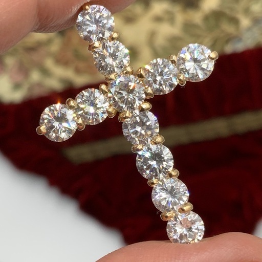 6ct UP 大粒　ダイヤ　クロストップ　K18 8.3g 中央宝石研究所ソーティング付