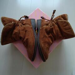 茶色系統　編み上げ　折返し　ブーツ　Size　37の画像