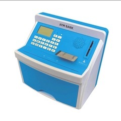 新品✨子供用 貯金箱 ATM しゃべる 銀行 日時表示 アラーム 電卓 おもちゃの画像