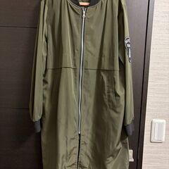 スタジャン風コート　ミリタリー　カーキー　M