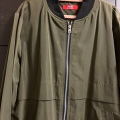 スタジャン風コート　ミリタリー　カーキー　Mの画像