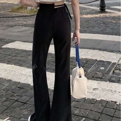 フレアパンツ 黒 S 新品未使用 リボンの画像