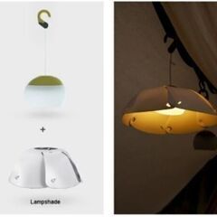 ほおずき風ランタン USB充電式LEDランプ ３段階調光  電球色　シェード付き　2セットの画像
