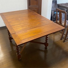 お取引中】イギリスアンティーク家具 ドローリーフテーブル ツイスト