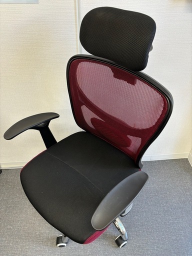 オフィスチェア　デスクチェア　ワインレッド
