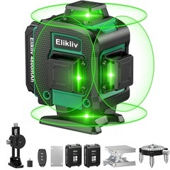 ①レーザー墨出し器 グリーンレーザー墨出し器 フルライン 4x360° 16ライン 4D 小型 レーザー水平器 レーザーレベル 高輝度 自動補正 無段階輝度調整の画像