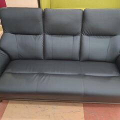 ★ジモティー割引有★ 合皮 3Pソファー ブラウン 中古品