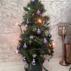 クリスマスツリー80センチ、ライト、オーナメント付きの画像