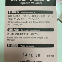 （11/30期限）ディズニーポップコーン引換券