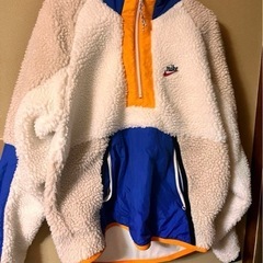 NIKE パーカー　フリース　ハーフジップ　ホワイト　ブルー　オ...