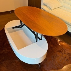 昇降式センターテーブル ウォールナットの画像