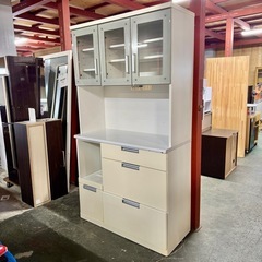 🌟激安‼️ホワイトキッチンボード食器棚　幅105cm🌟A0525の画像