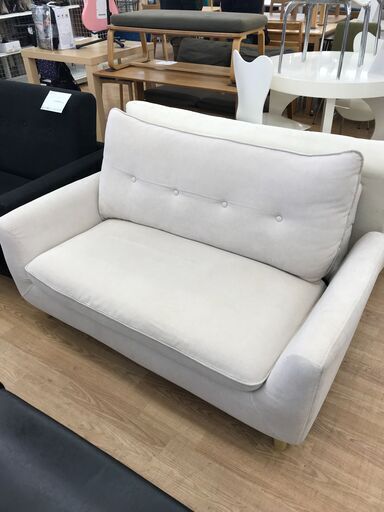 ★ジモティ割あり★ 2人掛けソファ   アイボリー  H78×W132×D75   クリーニング済み KJ7011