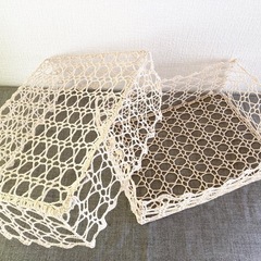 ♦️レース編みのバスケット ケース アイボリー ナチュラル