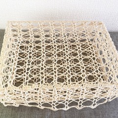 ♦️レース編みのバスケット ケース アイボリー ナチュラルの画像
