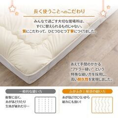 未使用訳あり　日本製　ふかふかファミリー敷布団(上層のみ)　ワイドK280　厚さ3cm　アイボリーの画像