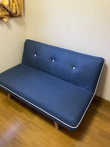【決まりました】★値下げしました★布製リクライニングソファ★2人掛け★紺色★