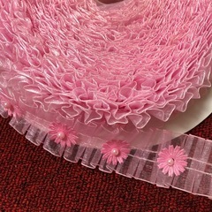 業務用レース 半額以下　お花とパール付き ピンクの画像