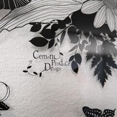 デザインクロック Cement Produce Design セメントガラスウォールクロック フラワー＆バタフライ 壁掛け時計  の画像