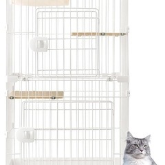 アイリスオーヤマ 猫 ケージ ミニタイプ 2段 ハンモック付き マットホワイトの画像