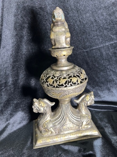 希少品アンティーク 骨董時代物古代 神獣 香炉 美術 工芸32x18cm金属製 希少品アンティーク 骨董時代物古代 神獣 香炉 美術 工芸32x18cm