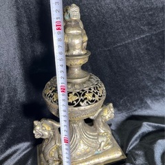 希少品アンティーク 骨董時代物古代 神獣 香炉 美術 工芸32x18cm金属製の画像