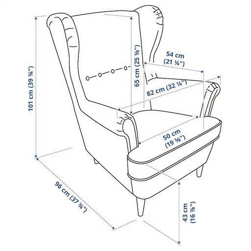 値下げ中?IKEA STRANDMON おしゃれ　ベルベット青チェアとオットマン