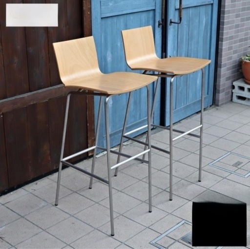 【2脚セット】okamura　オカムラ　ハイチェア　キッチンチェア カウンターチェア　ハイタイプ　木目 ウッド ヌード　ナチュラルファインウッドシェル