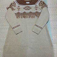 【Kahiko】カヒコ オルテガ柄 フリンジニットワンピース ハワイ ボヘミアンの画像