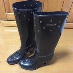 雨に雪に！ミッシェルクランのレインブーツＬ！黒スタッズ！ヒール有
