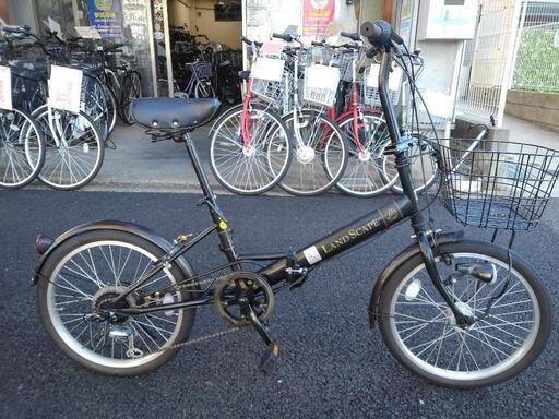 中古自転車３２８５　折り畳み　２０インチ　６段ギヤ　LEDオートライト