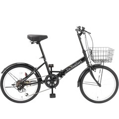 【新品同様】20インチ折り畳み自転車★シマノ6段変速機★黒色★軽...