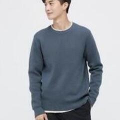 UNIQLO　ウォッシャブルミラノリブクルーネックニット　ブルーの画像