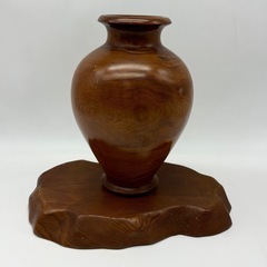 値下げ↓中古◆屋久杉◆花瓶◆台付◆直径約18cm