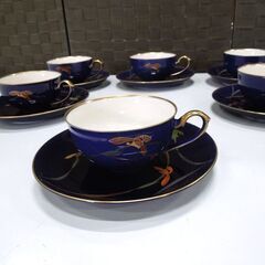 香蘭社　カップ　お皿set 香蘭社 レトロ カップ&ソーサー 6客セット Koransha JAPAN ロゴ 蘭柄