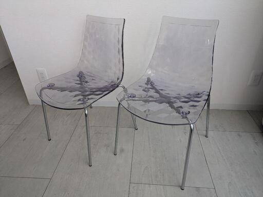 廃盤 希少品 美品 イタリア製 Calligaris カリガリス ICE アイス 高級ダイニングチェア 2脚セット 椅子 クリア デザイナーズ家具 アンティーク