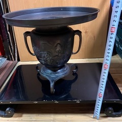 【値下げしました 】ビンテージ花器　水盤  共耳つき   三足の画像