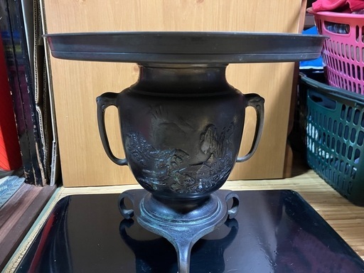 【値下げしました 】ビンテージ花器　水盤  共耳つき   三足