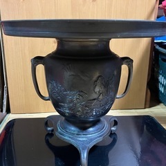 【値下げしました 】ビンテージ花器　水盤  共耳つき   三足の画像