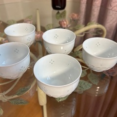 しん花 湯飲み 5個セット 白　径7.5×高さ5センチ