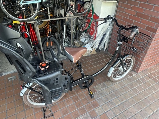20インチ　内装３段変速　ledオートライト　リアチャイルド付き子供乗せ自転車　ブラック