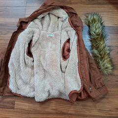 【美品、値下げ】(子供用)ブラウン 中綿コート ファー付きフードの画像